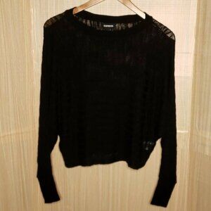 Express Womens Black Batwing Oversized Thin Short Sweater Medium